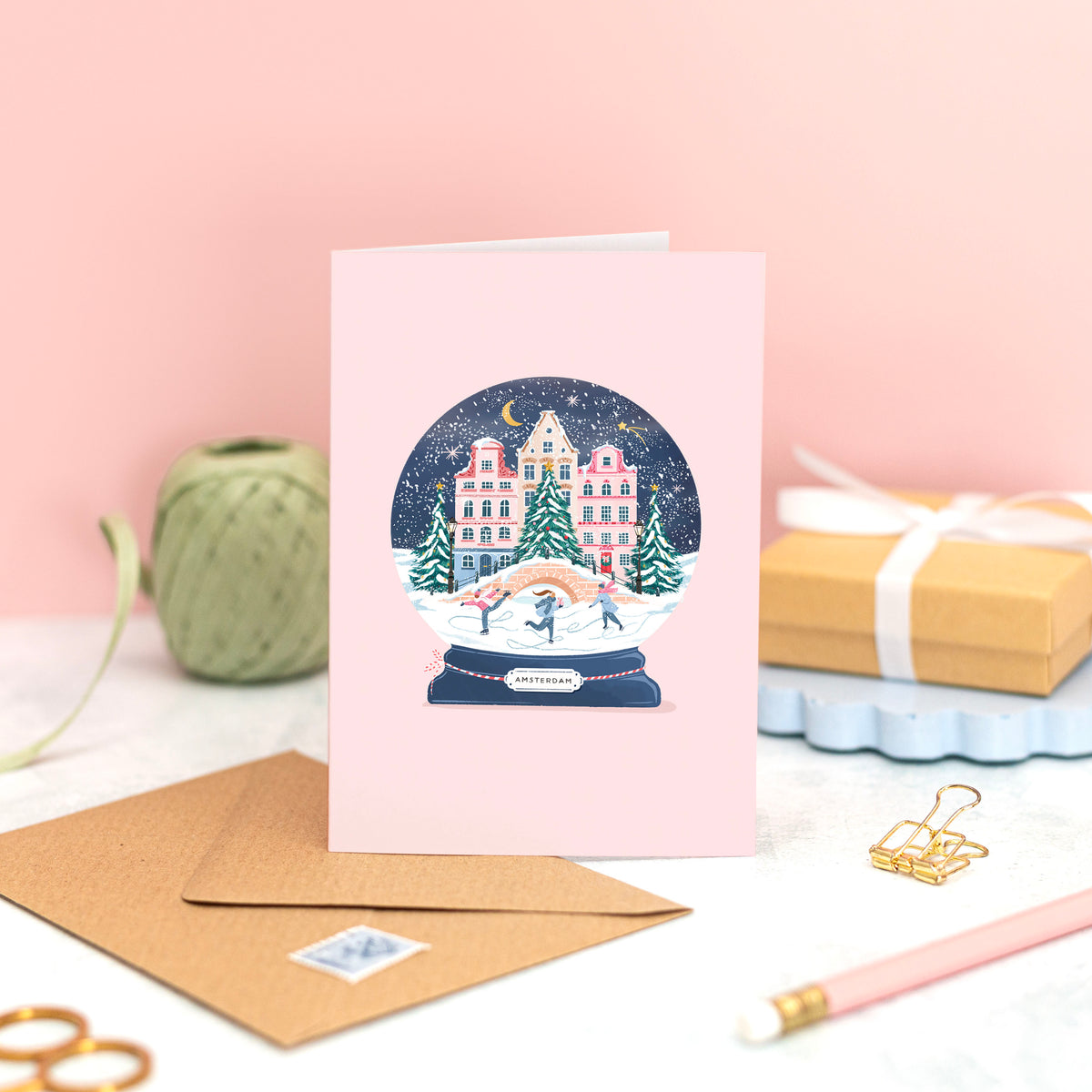 Amsterdam Snowglobe Card