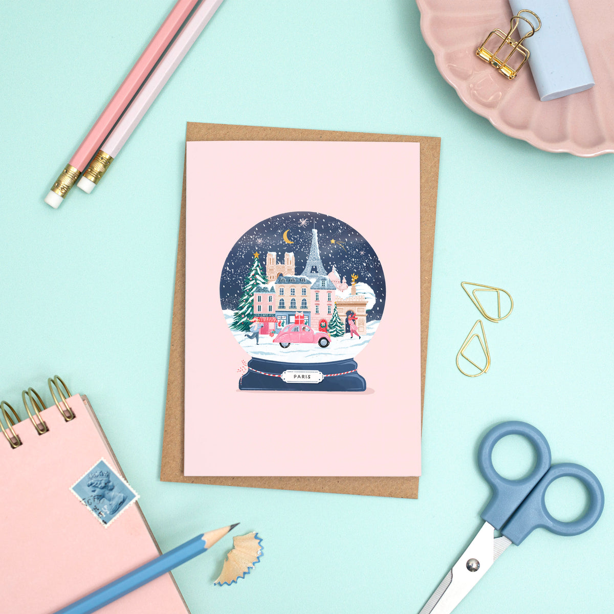 Paris Snowglobe Card