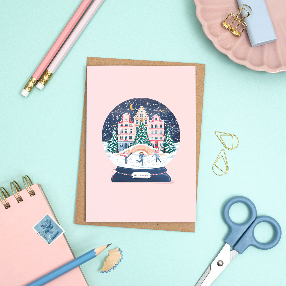 Amsterdam Snowglobe Card